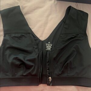 Tommy Copper Black Front-Zip Active Bra